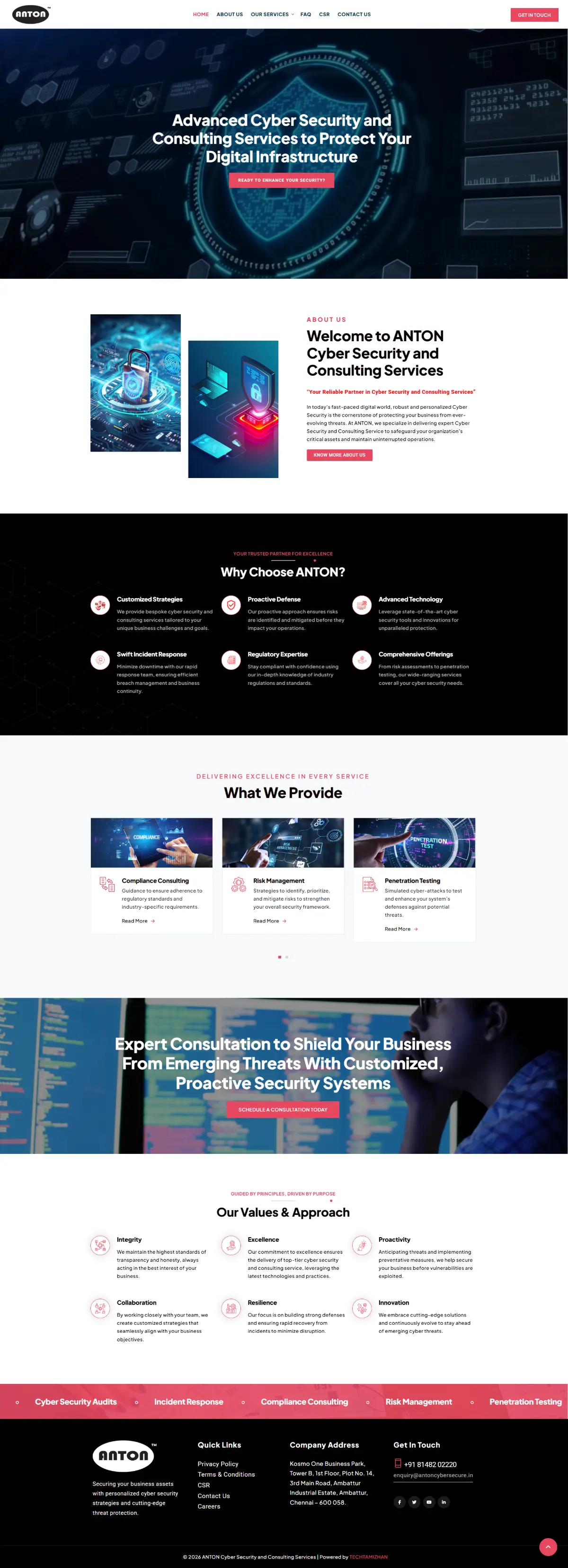 Anton Cyber Secure website by Bharathan, full-page screenshot