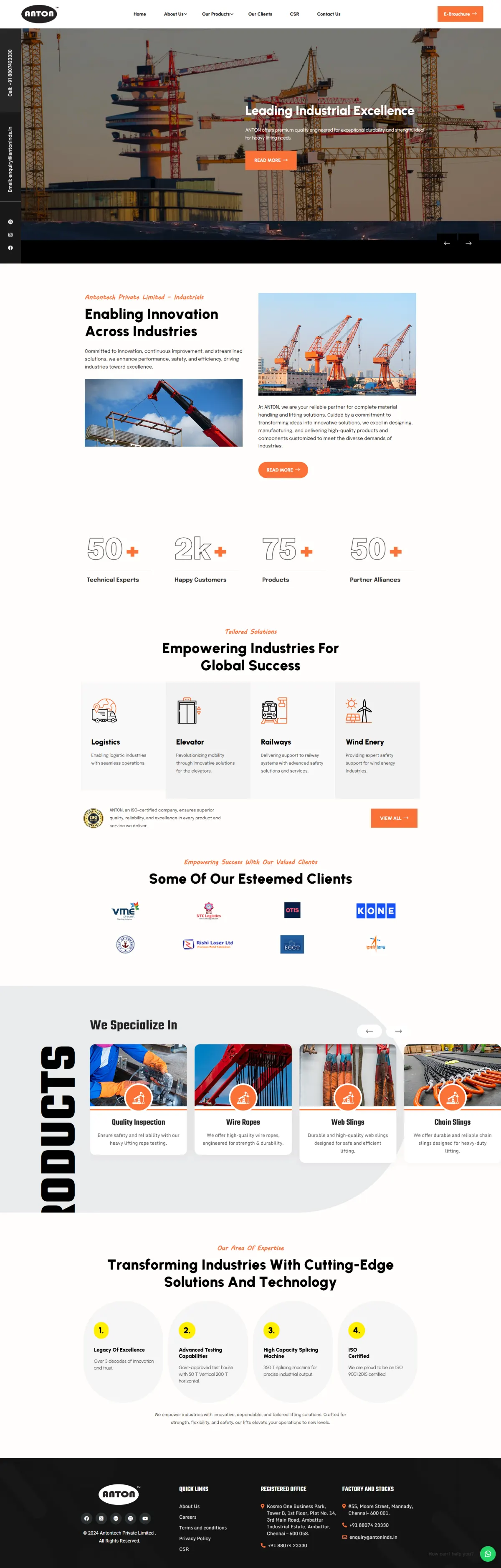 Anton Industrials website by Bharathan, full-page screenshot