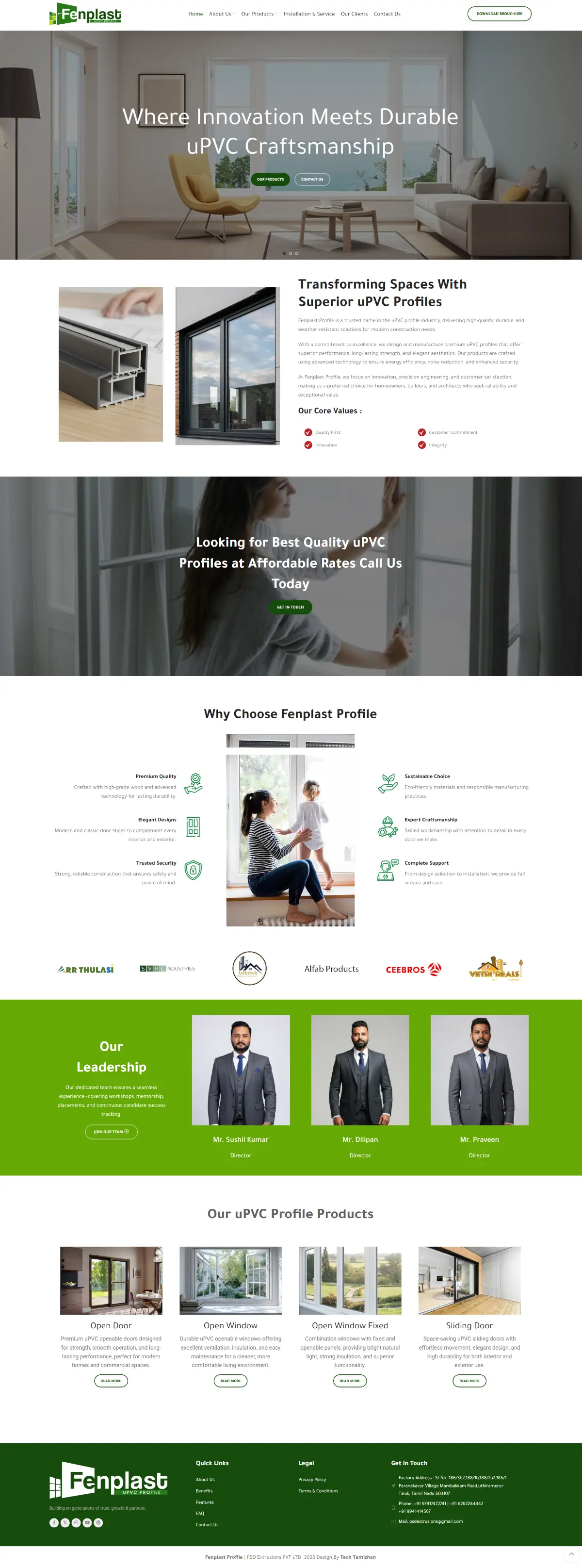 Fenplast website, full-page screenshot