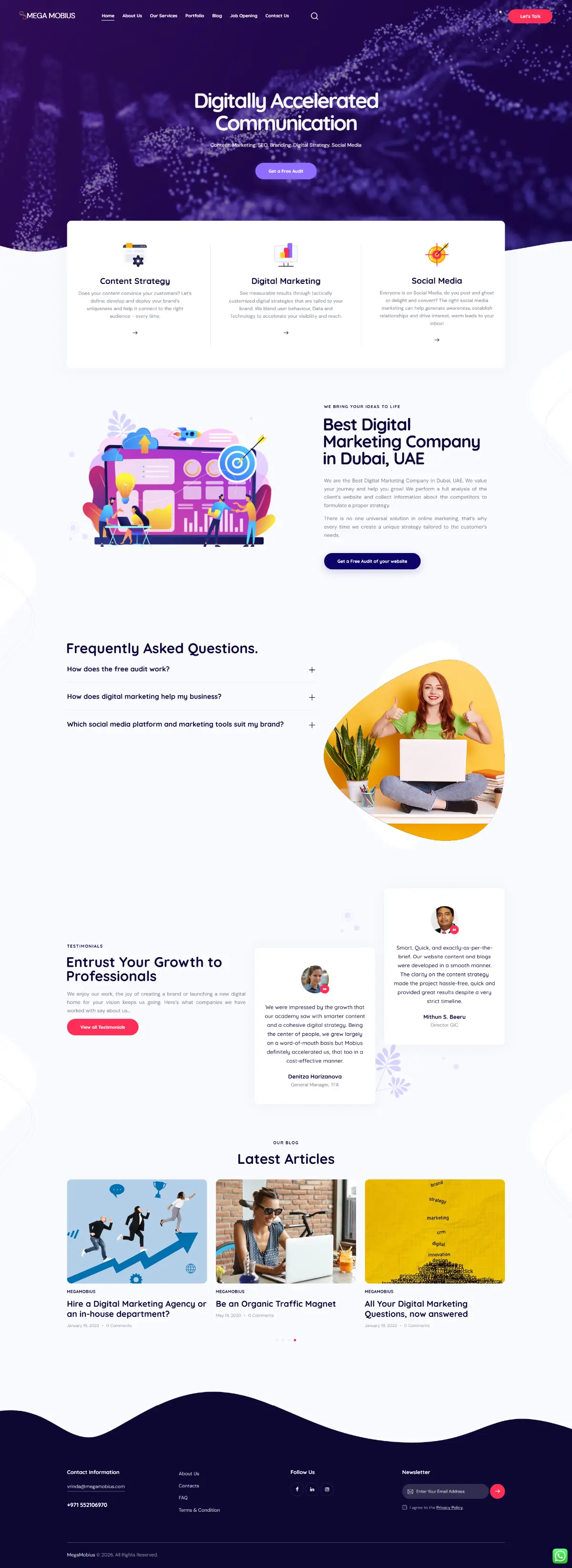 Mega Mobius website, full-page screenshot